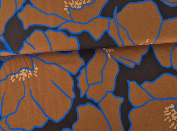 100% Eco Vero Viskose Crepe Riesenblume braun